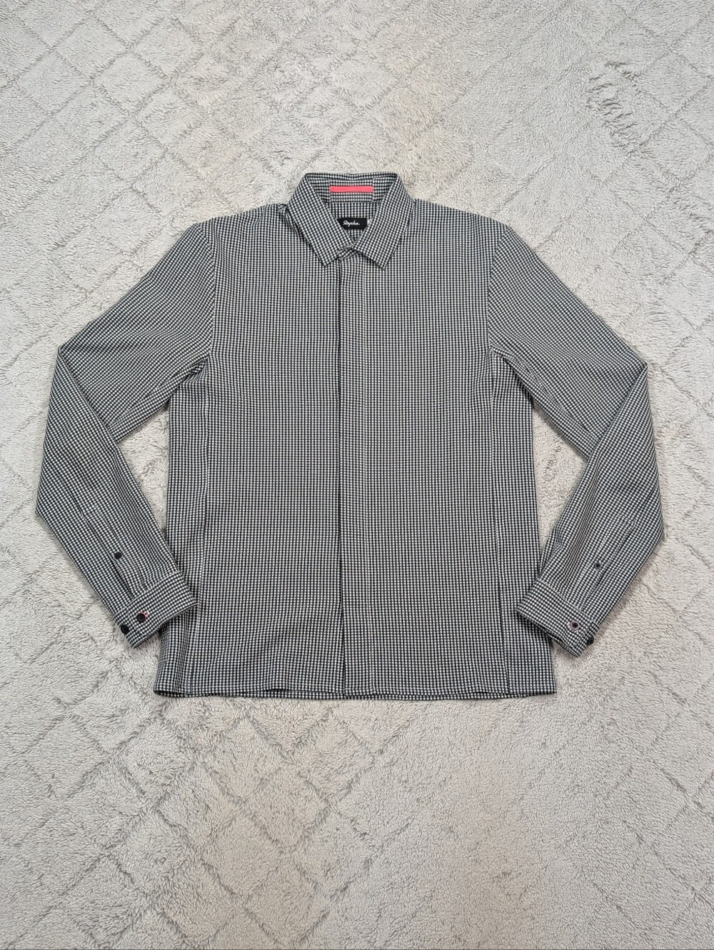 Rapha Shirt Mens S Black Gingham Check Summer Wicking Button Up Athletic Casual